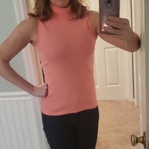 J.Crew factory mock neck hot pink sleeveless top